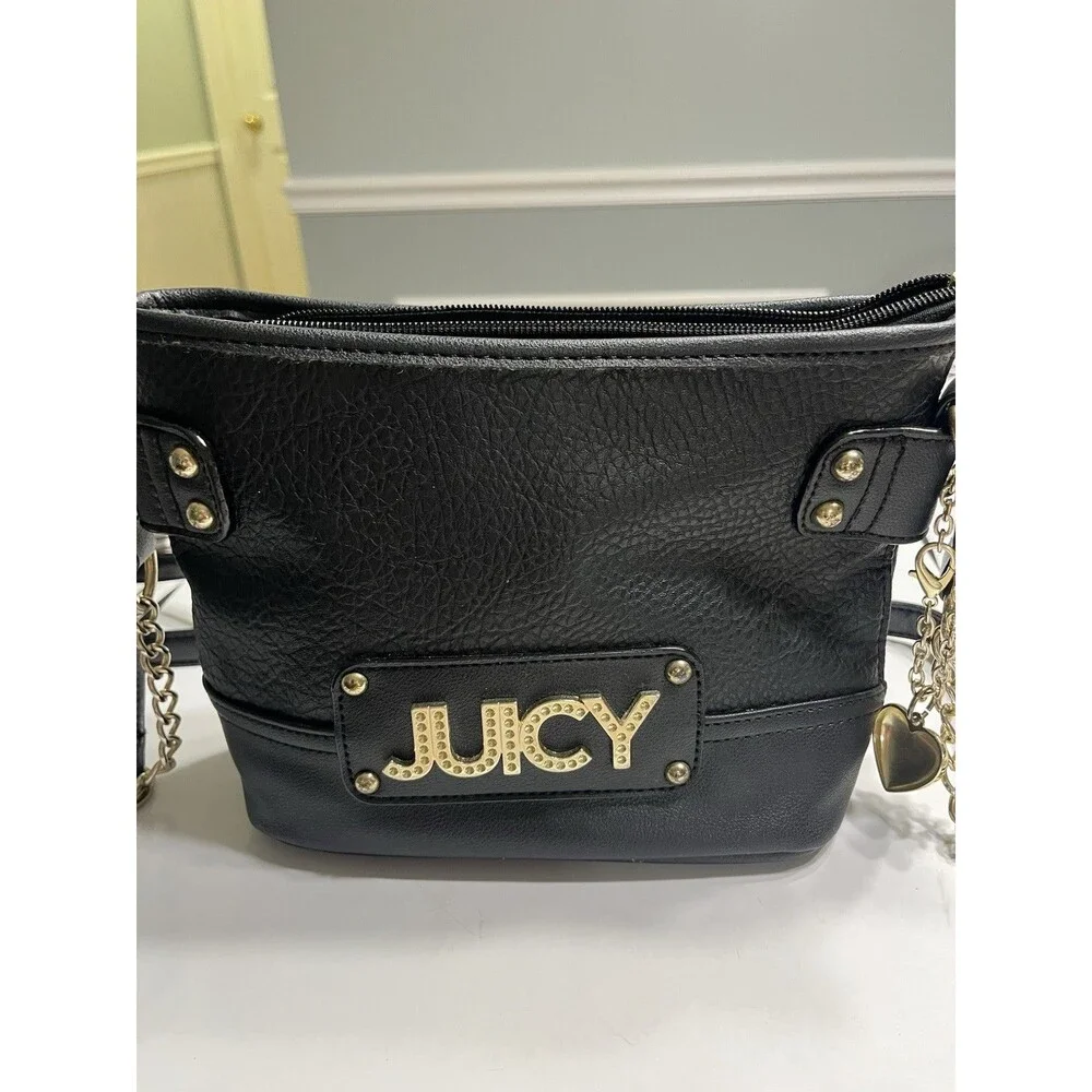 Juicy Couture Black Rhinestone Blingy Handbag Shoulder Purse Crossbody